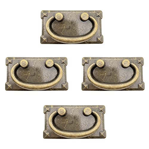 Santousi Bronze Cabinet Ring Pull Handles Zinc Alloy Drawer Dresser Handle Pulls Furniture Hardware Wardrobe Pull Handle Knobs 64Mm/2.52", Pack Of 4 #TOP7