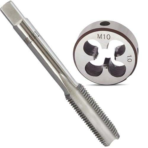 Image of M10x1.0 Tap and Die Set, Metric Right Hand M10 x 1.0 Tap Die Set, M10 x 1 High-Speed Steel Thread Milling Tap and Die Suitable for Various Metals