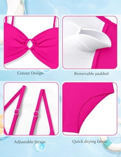 Image of MIGU Girls One Piece Swimsuits Adjustable Straps Cutout Bathing Suit with Tropical Print Cover Up for Swimwear