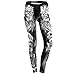 Produktbild LEEDY Sport Leggings Damen Sporthose Hose Yogahose Jogginghose Schädeldruck Hüfthose Leggins Hose Strumpfhose Workout Stretch Hohe Taille Yoga Hosen Yoga Pants