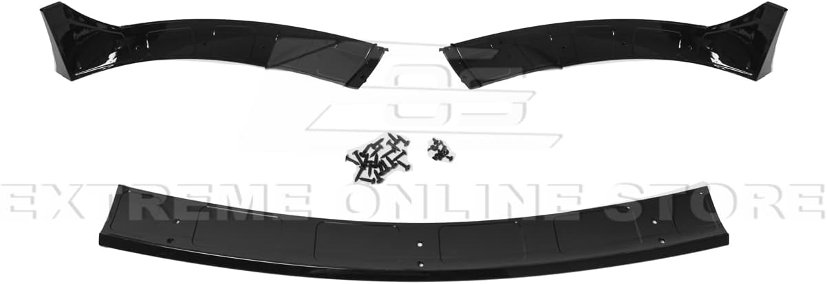 Replacement for 2020-Present Tesla Model Y | Performance Style ABS Plastic - Painted Glossy Black Front Bumper Lower Lip Splitter