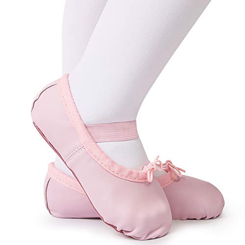 Image of Toddler Ballet Shoes for Girls Baby Ballet Slippers Leather Ballerina Flats | Full Sole Kids Dance Shoes