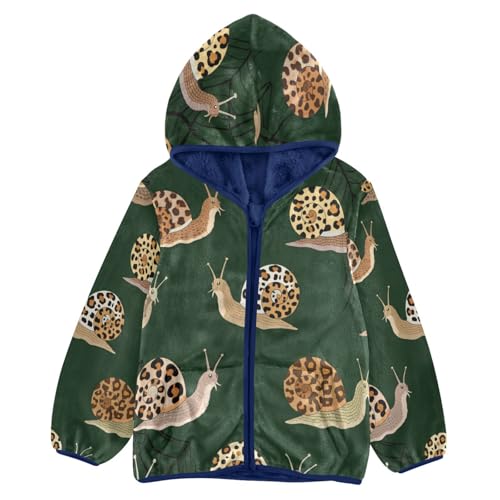 Snail Pattern on Dark Background Toddler Fleece Jacket Girl Boys Hooded Fleece Jacket Coat Warm Outwear Zip-up 3-10T