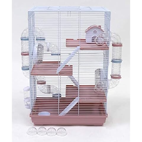 Sky Pets Little Zoo Harriet Hamster Cage With Tubes Pink Cover