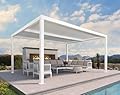 PURPLE LEAF White Louvered Pergola 12' x 16' Outdoor Aluminum Pergola with Adjustable Canopy Rainproof Hardtop Gazebo for Patio Garden Deck