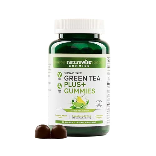NatureWise Green Tea Gummies - Keto, Sugar Free - Supports Fitness Goals for Women & Men - 500mg Green Tea + Raspberry Ketones, Garcinia Cambogia - Vegan, No Gluten - 90 Count[45-Day Supply]
