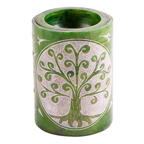 Berk Lámpara aromática cilindro Yggdrasil verde, esteatita