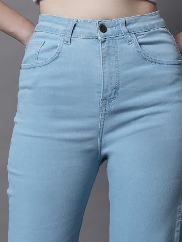 Image of HIGH STAR Women High Rise Wide Leg High-Rise Clean Look Stretchable Jeans