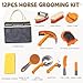 Horse Grooming Kit, Grooming Supplies Includes Horse Brushes and Handbag, Brush Set, Curry Comb, Hoof Pick, Sweat Scraper, Sponge Etc., Suitable Gifts for Riding Enthusiasts Lovers