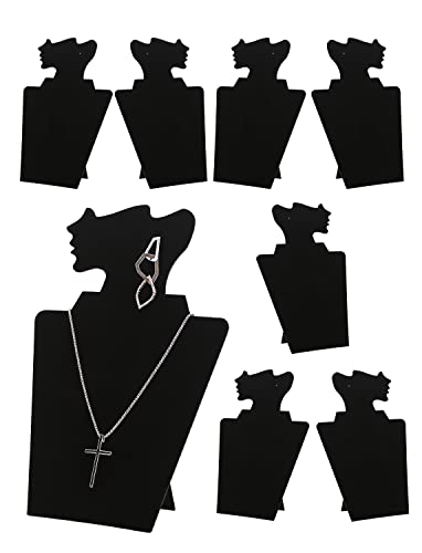 Justsoso 8pcs/set Face Velvet Black Foldable Necklace Display for Selling, Portable Jewelry Easel Display Stand Rack, Bust Stand Holder For Shop Show