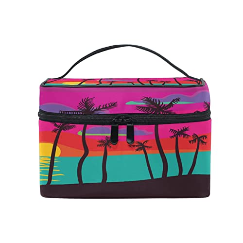Trousse de maquillage palmier tropical COZYhome avec fermeture éclair et poignée