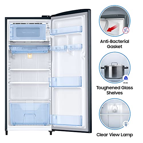 Image of Samsung 192 L 3 star Inverter Direct Cool Single Door Refrigerator Appliance (RR20A1Y2YU8 /HL, Saffron Blue)
