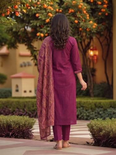 Image of GoSriKi Women's Rayon Viscose Straight Printed Embroidered Kurta with Pant & Dupatta | Ethnic Kurta Set for Women | Daily, Office & Festive Traditional