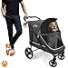 MY DUQUE – Hundebuggy Hundewagen CHAMP – XL Buggy große Hunde, geräumig, Tierwagen, Haustierwagen, Katze, Hund, Zusammenfalten, inkl. Regencover, Getränkehalter, Stauraum, max. Last 50kg/110lb, Grau