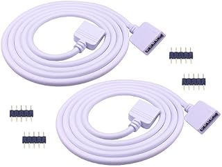LitaElek 2pcs 1m/ 3.3ft RGBW LED Strip Extension Cable 5 Pin RGBW LED Tape Extension Cord LED Strip Connector LED Ribbon Extender LED Controller Connector for SMD 5050 RGBW LED Strip, White