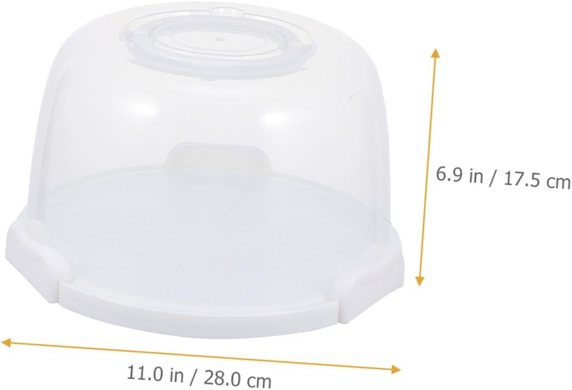 Reusable 8-inch White Cake Box with Handle, Portable Cake Carrier for Birthday and Travel, Elevated Food Storage Container with Lid for Bakery and Party Use