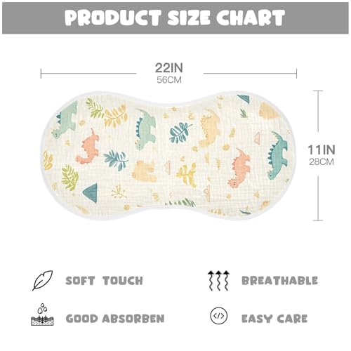 4 Pack Cute Dinosaurs Muslin Burp Cloths Cotton Absorbent Baby Burping Rags for Boys Girls Soft Newborn Burp Bibs, 22 x 11 Inch4