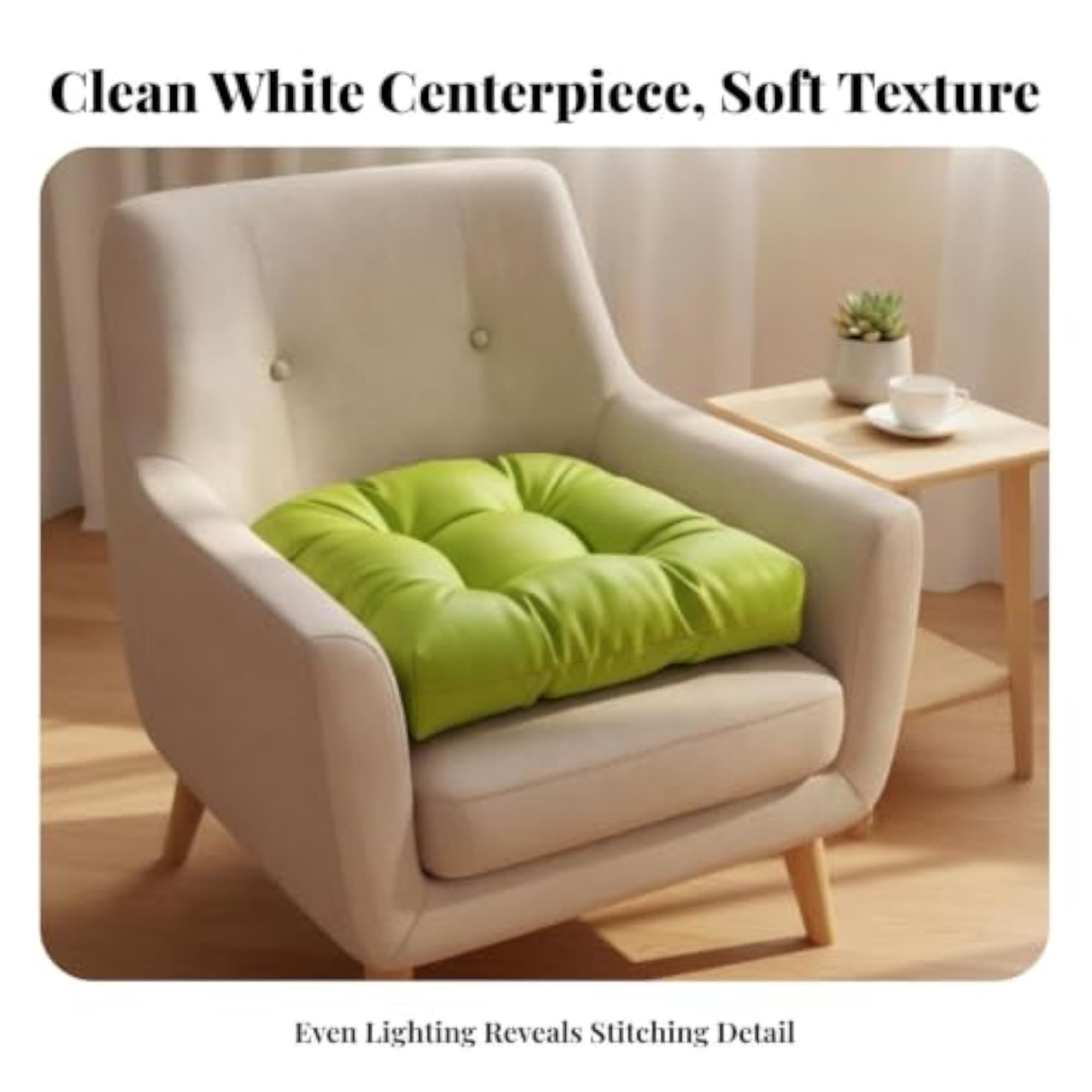 Tufted Seat Cushions Thick Soft Fill, Khaki