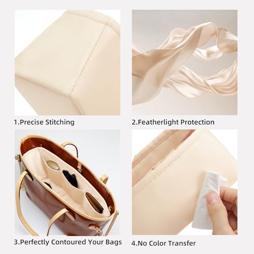 Image of DGAZ Purse Organizer Insert Fits Neverfullbag BB /PM /MM /GM,Silk Bag Organizer,Luxury Handbag & Tote Shaper(Craie,BB)