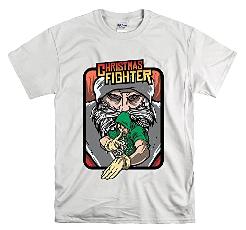 T-shirt Christmas Fighter blanc taille L pour homme et femme