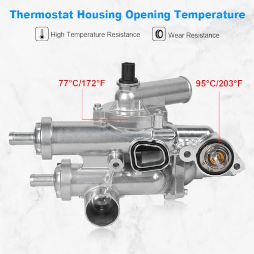 Image of 4884571AB Thermostat Housing Compatible with Compatible with Dodge Chrysler | Compatible with Jeep - Journey 09-20 Avenger 09-14 Compass Patriot 07-17 Caliber Sebring 200 for 68003582AB 902-319-Aluminium