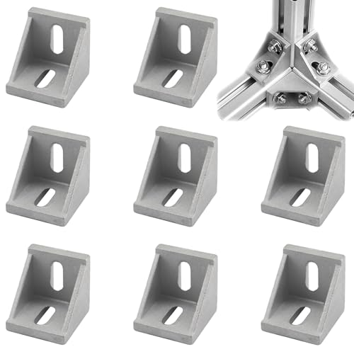 8 escuadras de fijación de 40 x 40 mm, soporte de metal, escuadra metálica, soporte de fijación para perfiles de ranura, soporte de ángulo recto para fijación y reparación de muebles