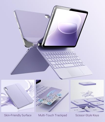 Image of GreenLaw for iPad 11th(A16,2025) /10th(2022) Generation Case with Keyboard, Magic-Style Keyboard Stand, 7 Color Backlit, Stain-Resistant Surface, Multi-Touch Trackpad, Light Purple