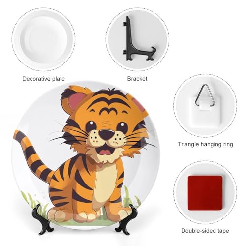 Plato decorativo de cerámica Bone China con diseño Spotted Tiger 6in miniatura 3