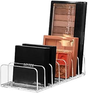 Dofu Clear Acrylic Eyeshadow Makeup Storage Organiser 7-Section Divided Makeup Storage Holder Small for Eyeshadow Contour Blush Face Powder Makeup Storage (17.2x8.5x4.3cm)