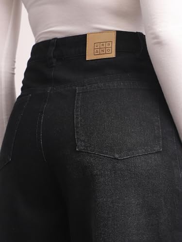 Image of Urbano Fashion Women's High Rise Loose Baggy Fit Washed Jeans Non-Stretchable