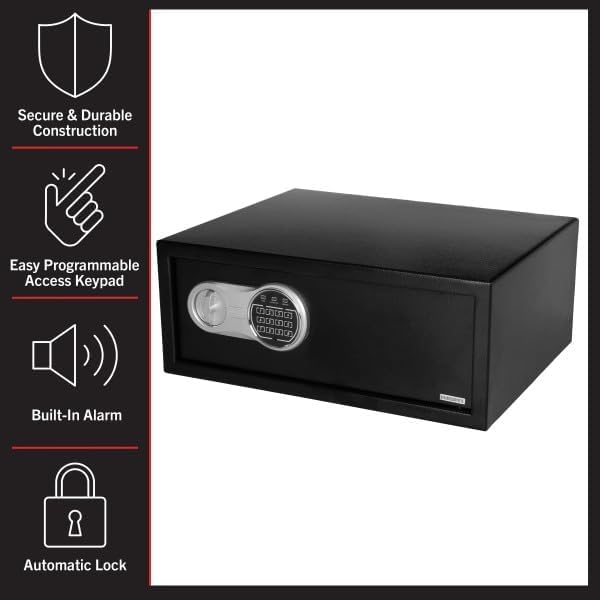 Miniatura 6 de Caja fuerte  Caja de seguridad digital con teclado y 2 llaves de anulación manual  Protege dinero, joyas, pasaportes  Para el hogar, negocios o