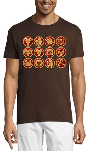 T-shirt zodiaque marron chocolat t-shirt coton homme col rond motif astrologie