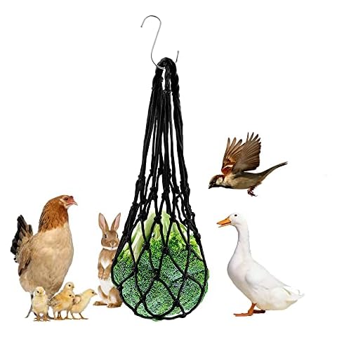Hühner Futternetz Gemüsehalter Fütterungs Netzbeutel Huhn Gemüse Obst Netzbeutel mit Haken Hühner Spielzeug Zubehör Huhn Gemüse Feeder Heuraufe Nylon Heunetz für Hühner Ente Gans Hahn Kaninchen Cover