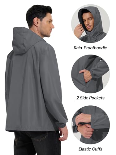 Image of UIQUR Mens Raincoat Waterproof Rain Jacket