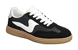 Forever Link Modern-12 Women's Low Top Lady Sneakers Lace-up Fashion Shoes (Black, US Footwear Size System, Adult, Women, Numeric, Medium, 8)