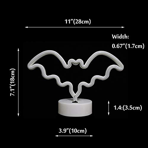 Led Neon Bat Lights Halloween Decorations, Bat Shape Neon Signs Night Lights Battery Operated Desk Table Lamp For Bedroom, Bar, Wall, Spooky Decor-Bat With Holder Base(Pink) #TOP3