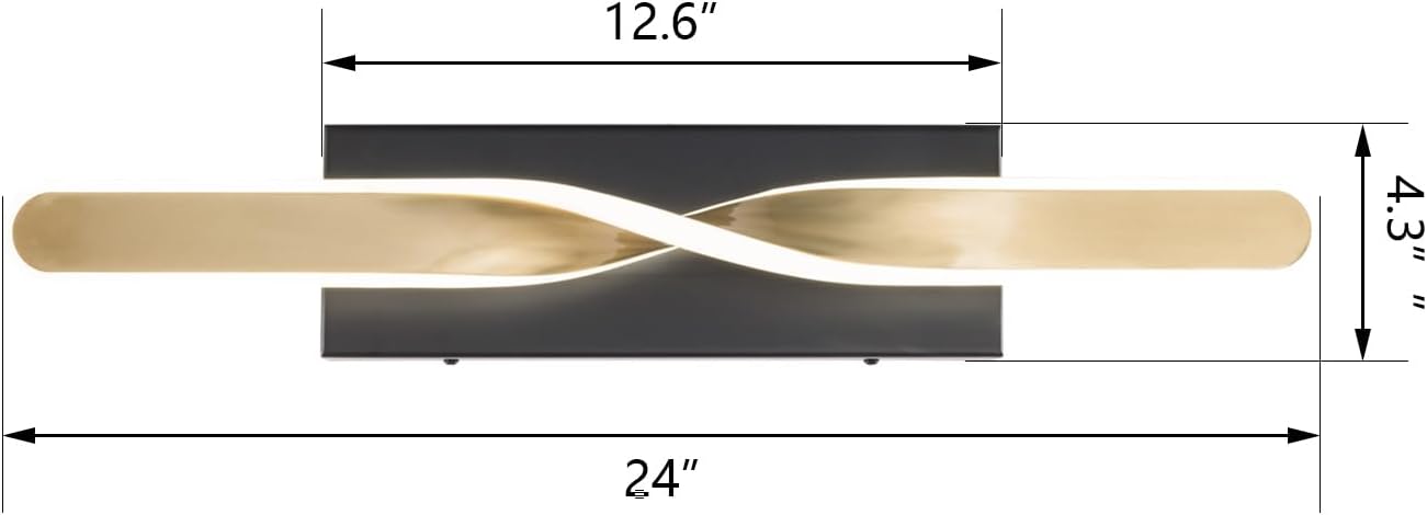 Maxax 24 Inch Modern Wall Sconce, 3CCT Dimmable LED Wall Light, Brass Vanity Light Over Mirror, Modern Indoor Wall Lamp for Living Room, Bedroom, Bathroom