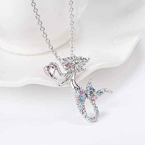 luomart Little Mermaid Necklaces for Girls,Unicorn Birthstone Pendant Jewelry Gifts Set for Women Teens2