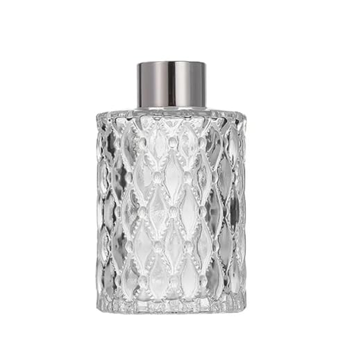 Botella Difusora de Vidrio Transparente 150ML con Tapa Plata