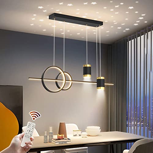 Lustre LED dimmable 100cm avec télécommande pour table de salle à manger