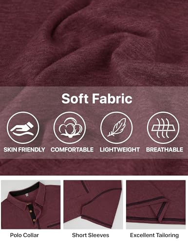 Image of Mens Polo Shirts Short Sleeve Casual Summer Lightweight Cotton Golf Polo Shirts with Pocket