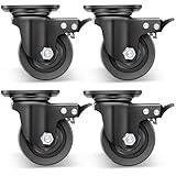 Nefish 4-Inch Heavy Duty Casters Set of 4, Industrial Grade Casters Wheels 7000 LBS, Low Gravity Plate Swivel Caster with Brake, Sturdy & Corrosion-Resistant Nylon Wheels for Industrial, Equipment