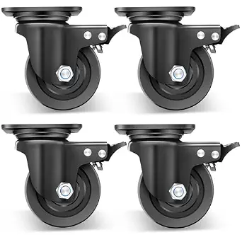 Nefish 4-Inch Heavy Duty Casters Set of 4, Industrial Grade Swivel Wheels with Brake