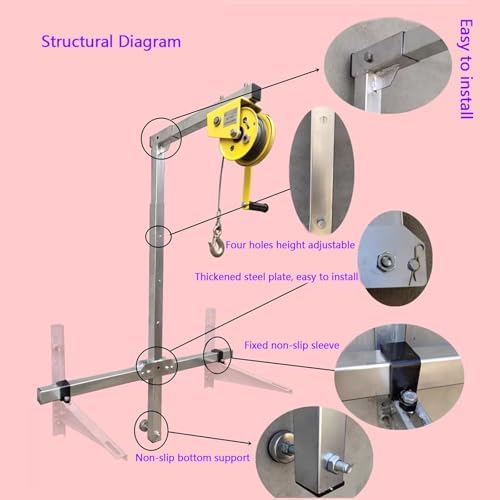 100KG Manual Lift Crane for Air Conditioner Installation & Maintenance, Heavy-Duty Tool for HVAC Professionals, High Load Capacity, Perfect for Outdoor Unit Placement & Service