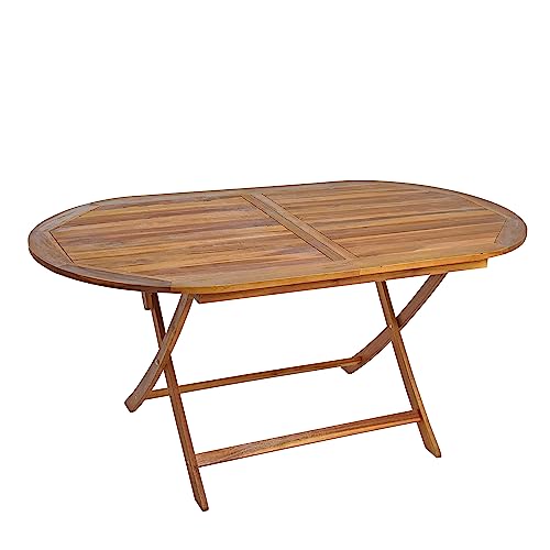 ESTEXO Gartentisch Balkontisch Terrassentisch Akazie Holz Tisch Gartenmöbel Oval klappbar
