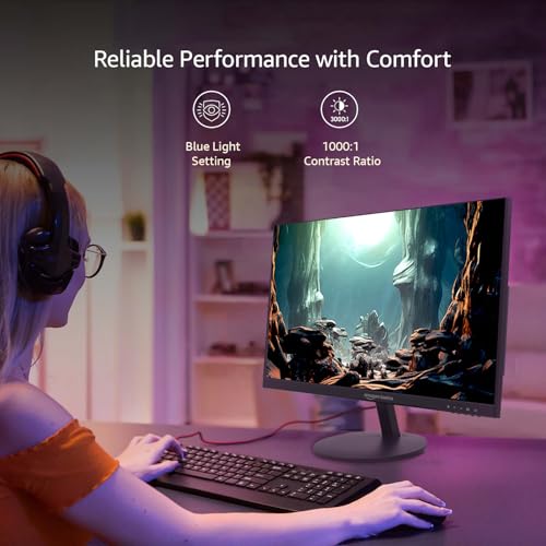 Image of Amazon Basics 23.8 inch (60.45 cm) IPS Full HD Monitor | 1920 x 1080 Pixels | 100Hz | Borderless Design | HDMI & Display Port | 16.7M Colors | 1000:1 Contrast | Blue Light Eye Comfort | VESA Mount (Black)
