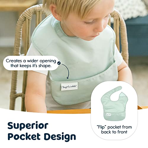 image for Tiny Twinkle Mess Proof Baby Bibs for Eating - Waterproof, Wipeable Bi