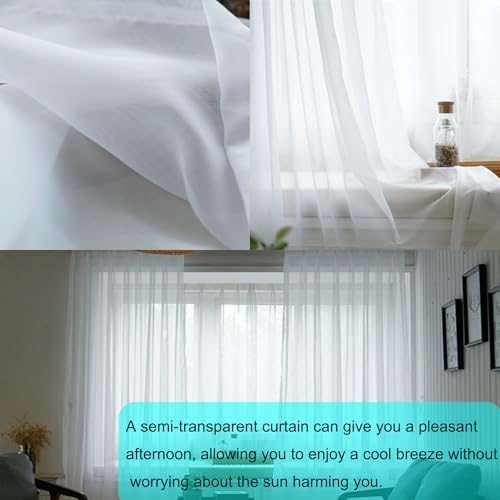 Rideaux transparents lavables blanc 140x210 de décoration moderne - 4