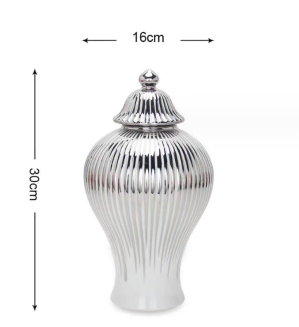 Jarrón moderno de cerámica blanca con tapa, tarro de almacenamiento decorativo de gran capacidad para decoración del hogar, mesa, coleccionable, 16 x 30 cm