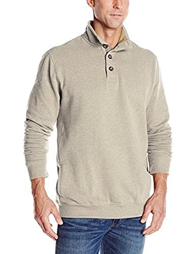 Arrow Men's Big and Tall Long Sleeve Sueded Button Mock with Sherpa Fleece Pullover